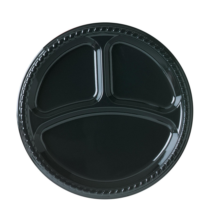 Assiette Plastique Party PS Plate Noir 3C Ø260mm (25 Unités)