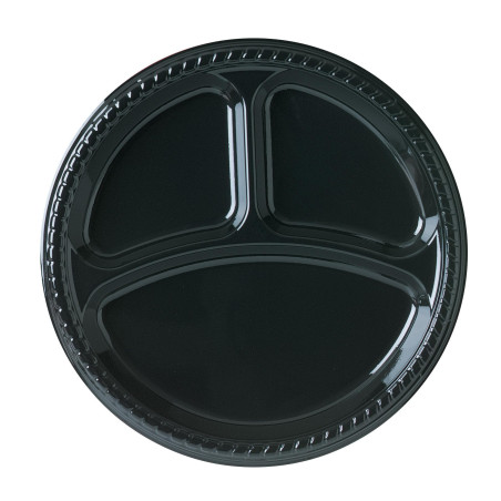 Assiette Plastique Party PS Plate Noir 3C Ø260mm (25 Unités)