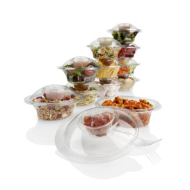 Plastic deli Container 750ml + Plastic Deksel "Press&Dress" + Portie beker (150 pakkets)