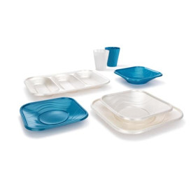 Assiette Plastique PP "X-Table" Carré Perle 180mm (120 Utés)