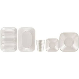 Assiette Plastique PP "X-Table" Carré Perle 230mm (8 Unités)