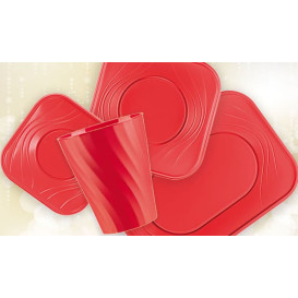 Assiette Plastique PP "X-Table" Rouge 230mm (8 Utés)