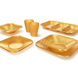 Assiette Plastique PP "X-Table" Or 180mm (8 Utés)