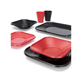 Assiette Plastique PP "X-Table" Carré Noir180mm (8 Utés)