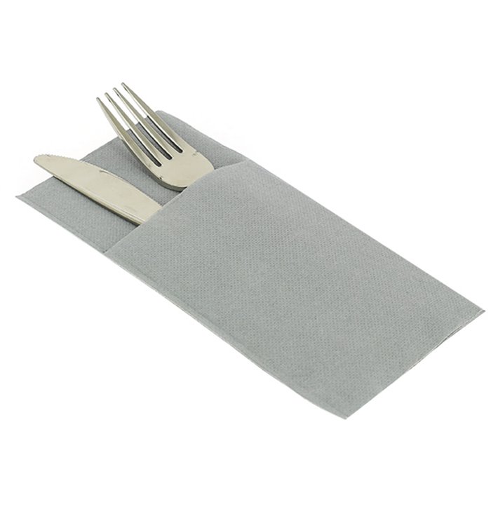 Serviette Kangourou en Airlaid Gris 40x40cm (30 Unités)