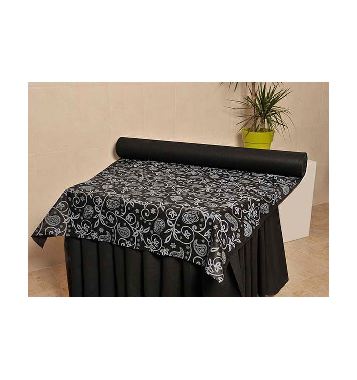 Nappe Rouleau PP Non Tissé Noir "Cachemire" 1,2x50m 50g (6 Utés)