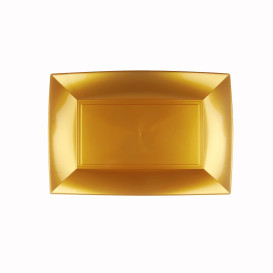 Plastic dienblad microgolfbaar goud "Nice" 28x19cm (12 stuks) 