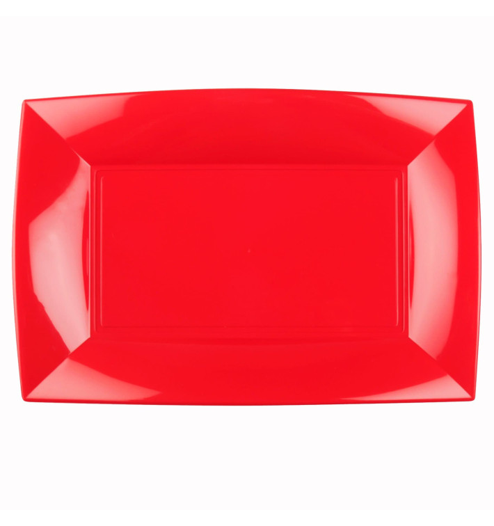 Plateau Plastique Rouge Nice PP 345x230mm (6 Utés)