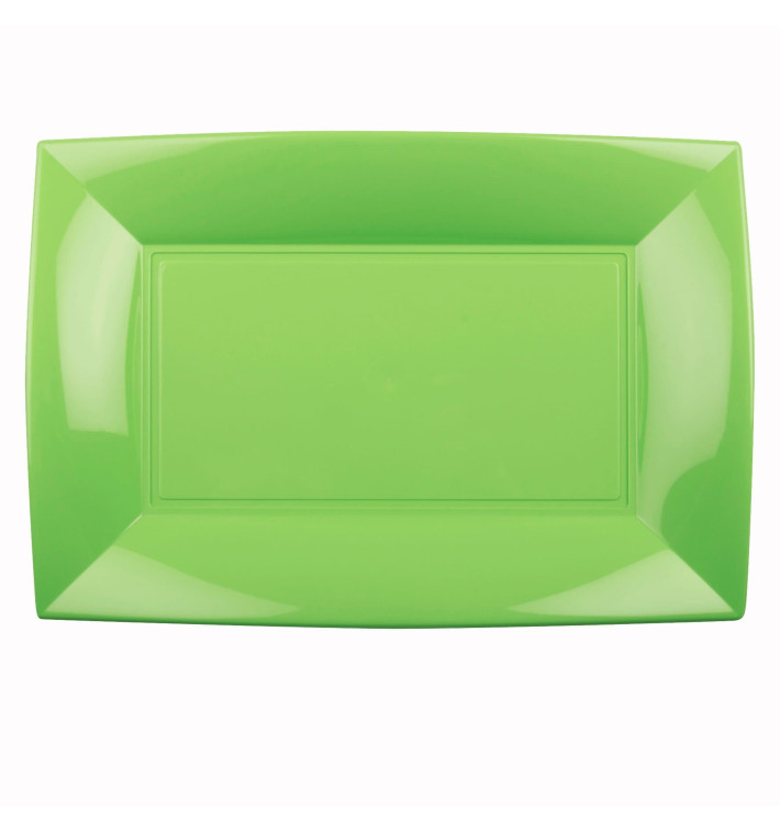 Plateau Plastique Vert citron Nice PP 345x230mm (6 Utés)