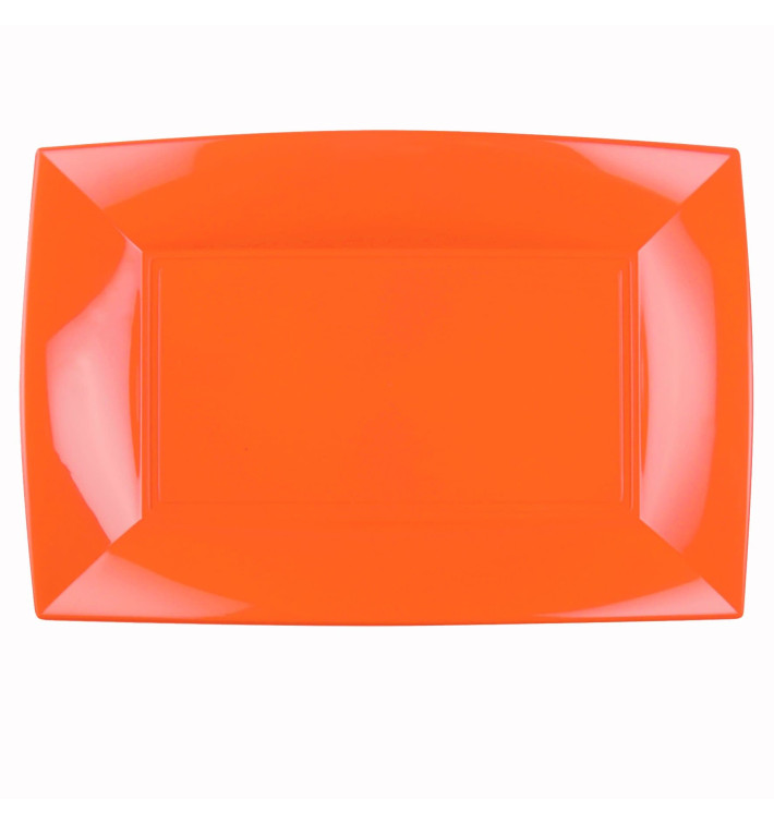 Plastic dienblad microgolfbaar oranje "Nice" 34,5x23cm (6 stuks) 