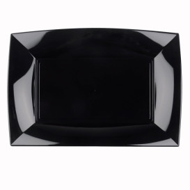 Plastic dienblad microgolfbaar zwart "Nice" 34,5x23cm (60 stuks)