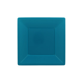 Assiette Plastique Carrée Plate Turquoise 170mm (25 Utés)