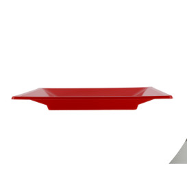 Assiette Plastique Carrée Plate Rouge 170mm (25 Unités)