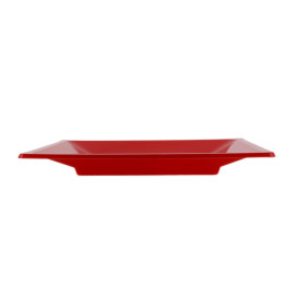 Plastic bord Plat Vierkant rood 23 cm (25 stuks) 