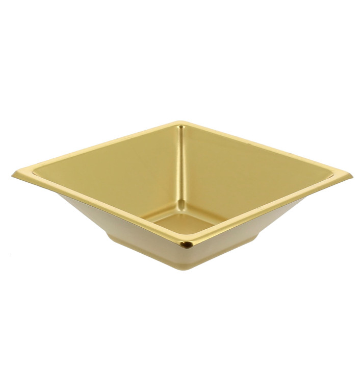 Plastic kom PS Vierkant goud 12x12cm (750 stuks)