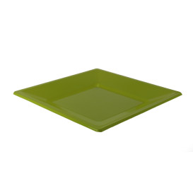 Assiette Plastique Carrée Plate Pistache 170mm (5 Utés)