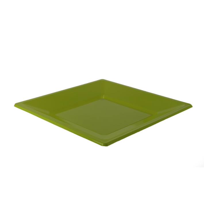 Assiette Plastique Carrée Plate Pistache 170mm (5 Utés)