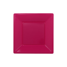 Assiette Plastique Carrée Plate Fuchsia 170mm (5 Utés)