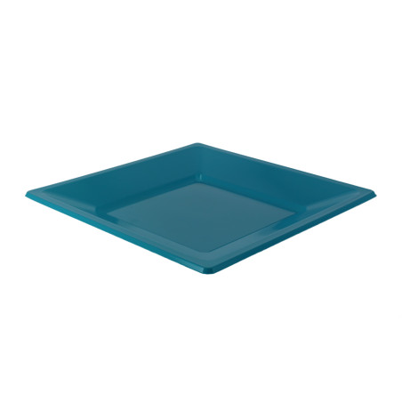 Assiette Plastique Carrée Plate Turquoise 170mm (300 Utés)