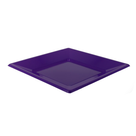 Assiette Plastique Carrée Plate Lilas 170mm (5 Unités)