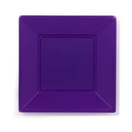 Assiette Plastique Carrée Plate Lilas 170mm (5 Unités)