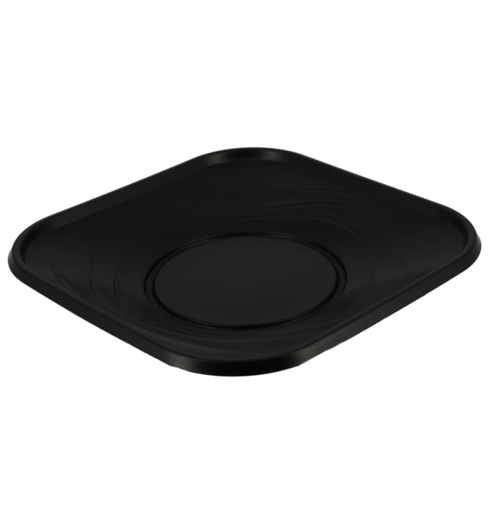 Assiette Plastique PP "X-Table" Carré Noir 230mm (8 Utés)