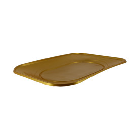 Plastic dienblad microgolfbaar "X-Table" goud 33x23cm (60 stuks)