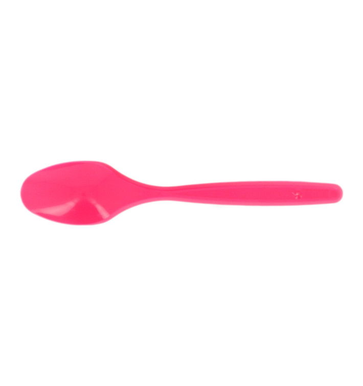 Plastic PS thee lepel fuchsia 12cm (40 stuks) 