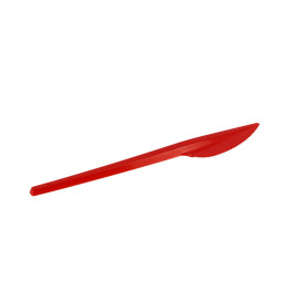 Couteau Plastique PS Rouge 165mm (20 Unités)