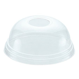 Plastic PET koepel Deksel met gat Kristal Ø8,1cm (100 stuks)