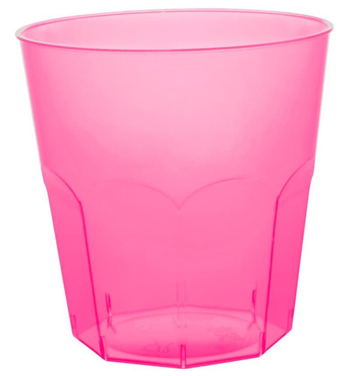 Plastic PS beker fuchsia transparant Ø7,3cm 220ml (1000 stuks)