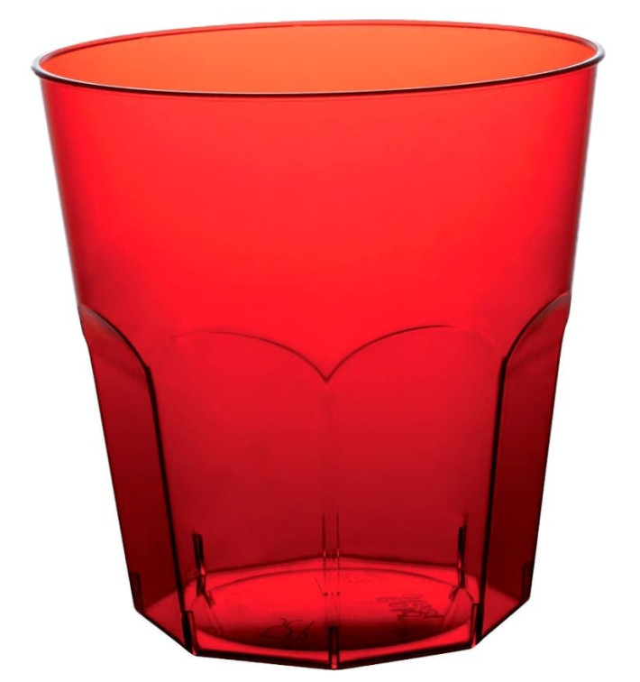 Plastic PS beker rood transparant Ø7,3cm 220ml (1000 stuks)