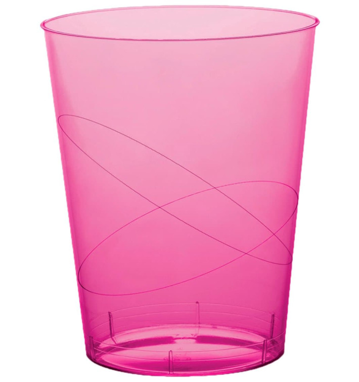 Plastic PS beker "Moon" fuchsia transparant 350ml (20 stuks) 