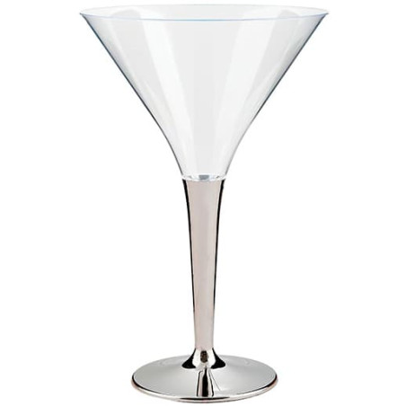 Verre à Cocktail Plastique Pied Argenté 100ml (48 Unités)