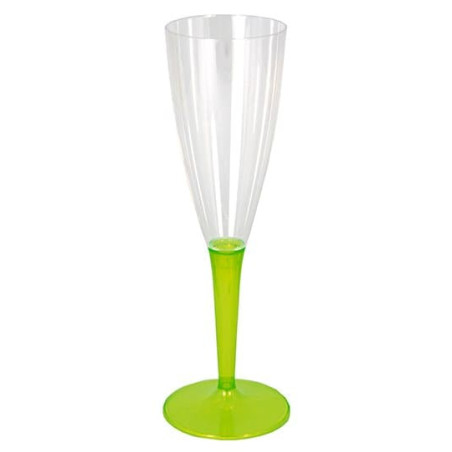 Plastic stam fluitglas Mousserende Wijn groen 100ml (6 stuks) 