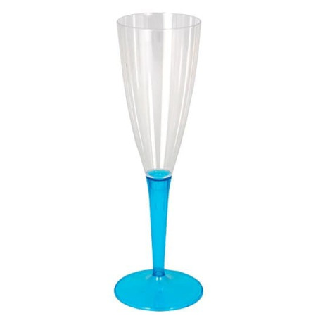 Flûte à Champagne Réutilisable PS Pied Turquoise 100ml 2pcs (6 Utés)