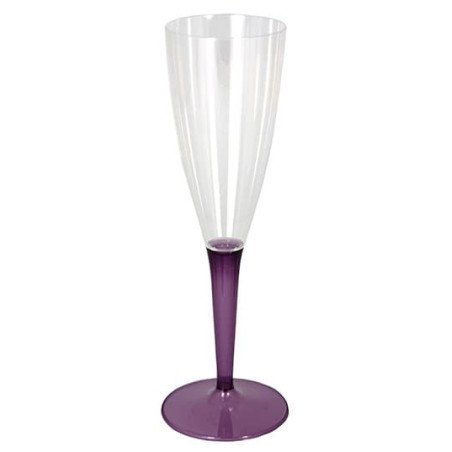 Plastic stam fluitglas Mousserende Wijn aubergine kleur 100ml (36 stuks)