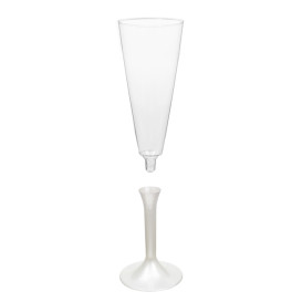 Flûte Champagne Plastique Pied Blanc Perlé 160ml 2P (20 Utés)