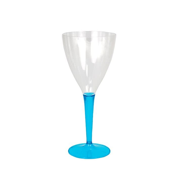 Verre à Vin Plastique Turquoise 130ml (60 Utés)