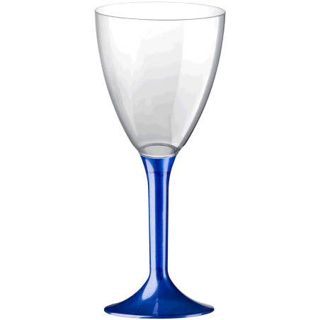 Flûte Plastique Vin Pied Bleu Perlé 180ml 2P (20 Utés)