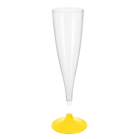 Flûte Champagne Plastique Pied Jaune 140ml 2P (400 Utés)