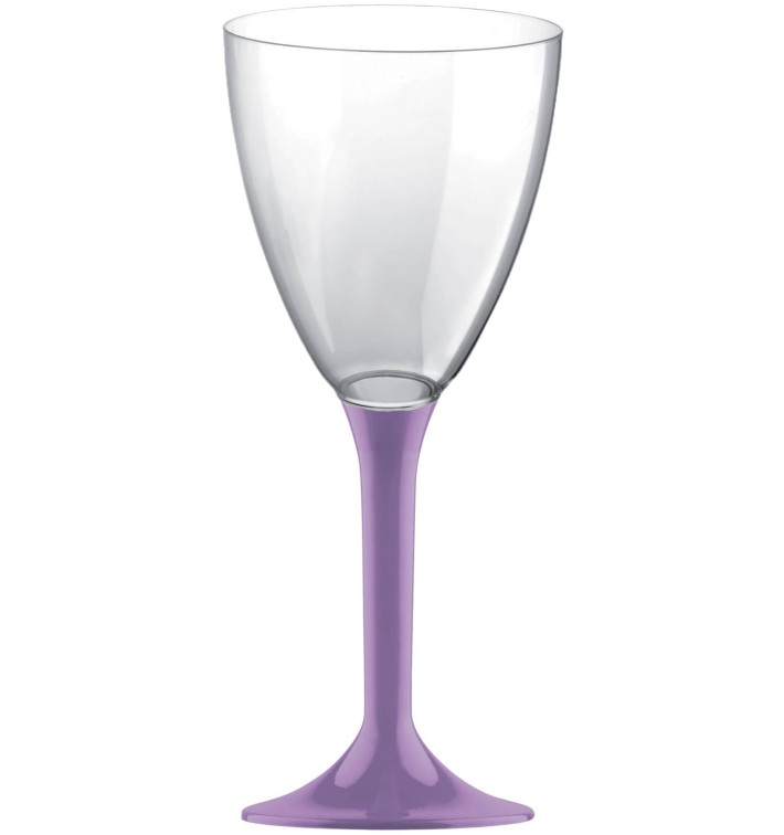 Flûte Plastique Vin Pied Lilas 180ml (20 Unités)