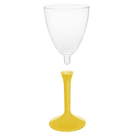 Flûte Plastique Vin Pied Jaune 180ml (20 Unités)