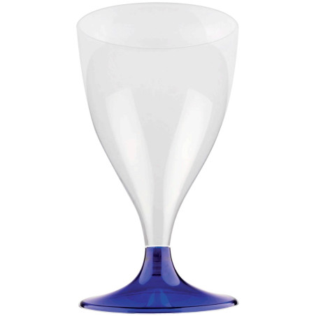 Verre Plastique Vin Pied Bleu Transp. 200ml 2P (20 Utés)