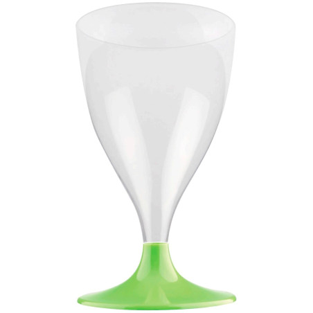 Flûte Plastique Vin Pied Vert citron 200ml 2P (400 Utés)