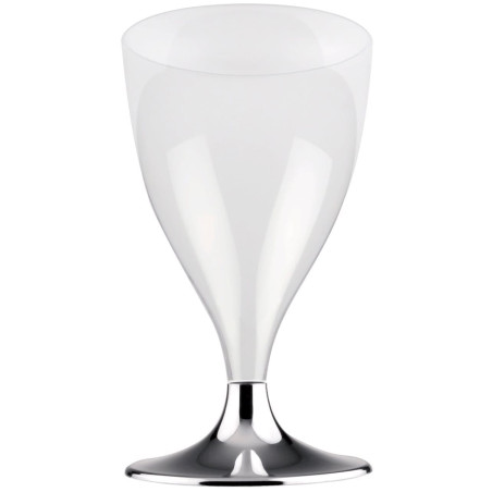 Verre à Vin Réutilisable PS Cristal Pied Argent Chrome 200ml 2P (20 Utés)