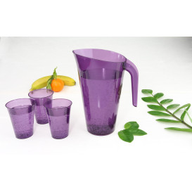 Plastic pot PS Herbruikbaar aubergine kleur 1.500 ml (1 stuk)