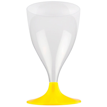 Verre Plastique Vin Pied Jaune 200ml 2P (20 Utés)