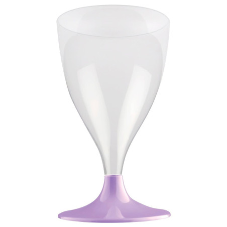 Verre à Vin Réutilisable PS Cristal Pied lilas 200ml 2P (20 Utés)