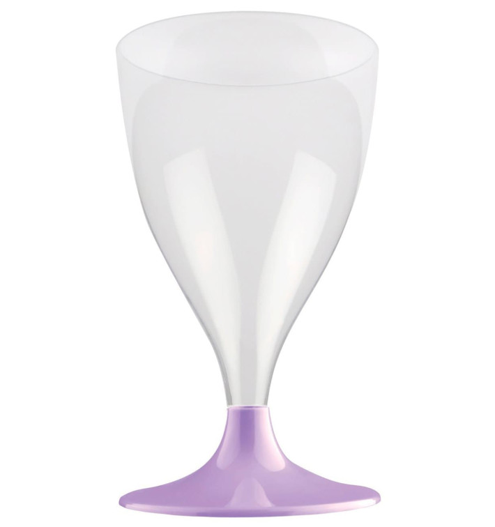 Flûte Plastique Vin Pied Lilas 200ml 2P (400 Utés)